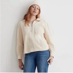 Madewell Cream Corduroy Women's Quarter Zip Pullover